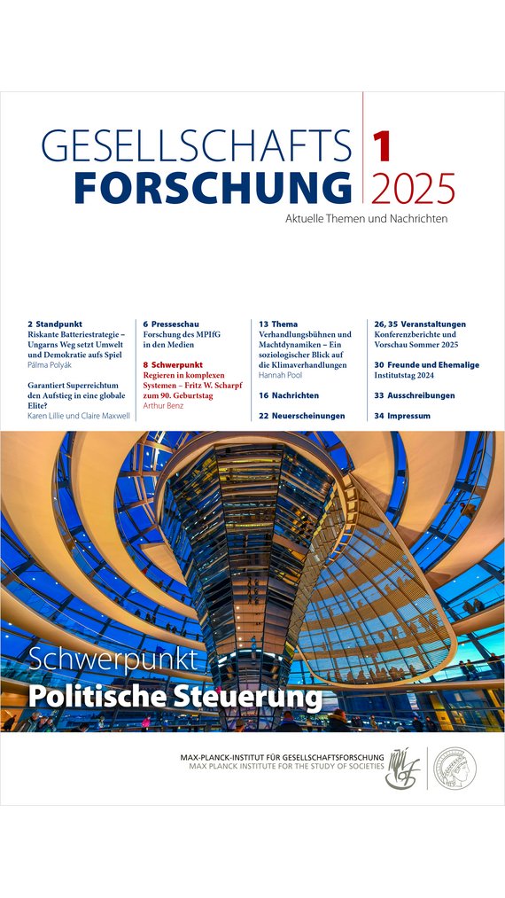 Titelblatt des Forschungsmagazins "Gesellschaftsforschung" 2025/1 mit Inhaltsverzeichnis